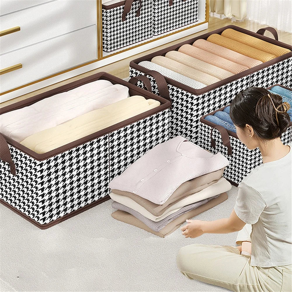 JJTZ 40 x 10 x 10cm Pattern Design Storage Cube Organizer Folding Cloth Box Container - Black - 4