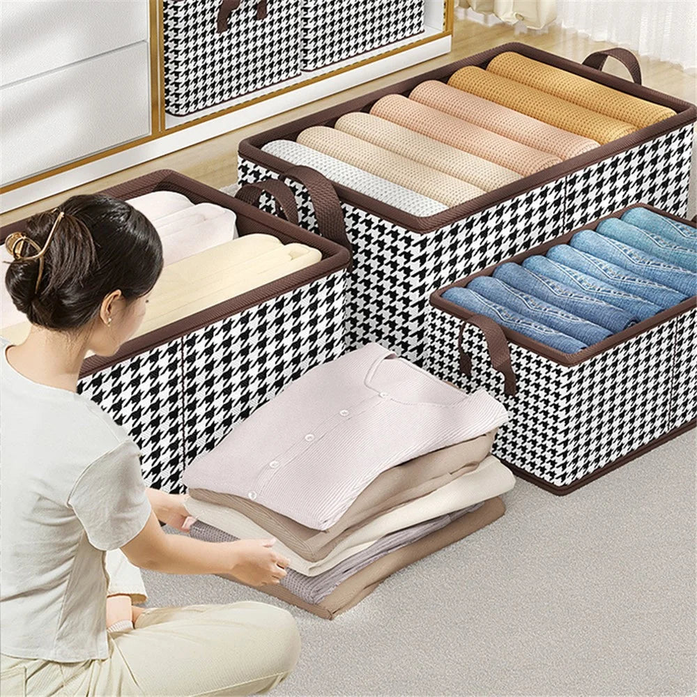 JJTZ 40 x 10 x 10cm Pattern Design Storage Cube Organizer Folding Cloth Box Container - Black - 6