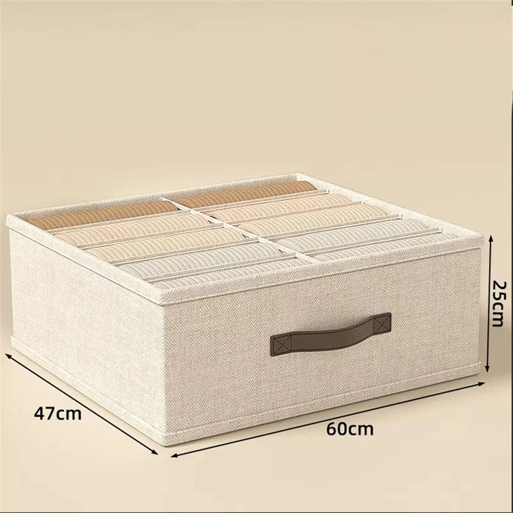 10 Cells Wardrobe Drawer Underwear Socks Storage Box Oxford Cloth Organizer Bin - Beige - 4