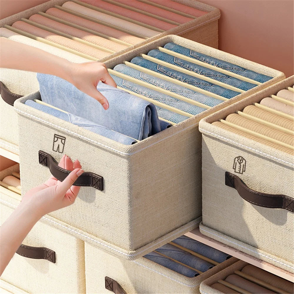 6 Grids Foldable Closet Clothes Organizer Storage Box with Clear Lid - Grey - 3