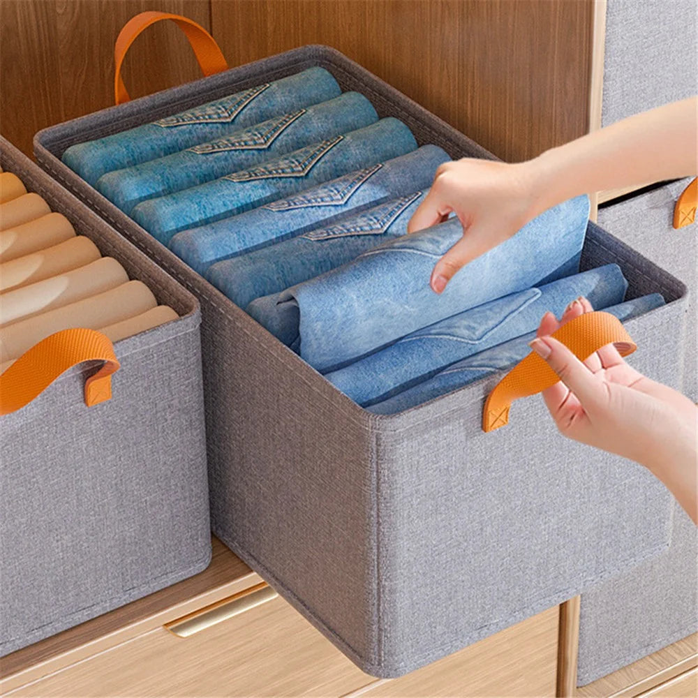 Wardrobe Storage Box Cationic PP Board + Oxford Cloth Foldable Organizer Case, Size S - Beige - 2