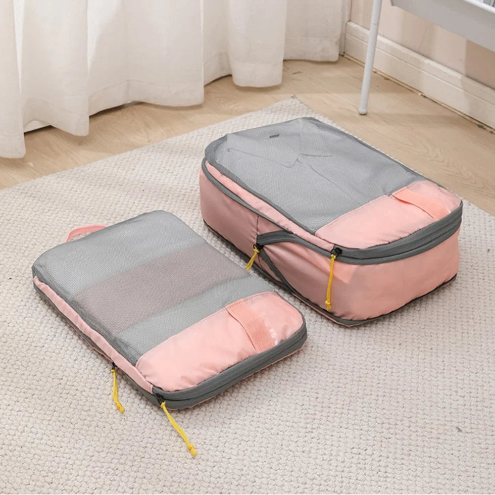LXSN-000680 4PCS Compression Packing Clothing Shoe Bag Set Oxford Cloth Storage Pouch - Pink - 3