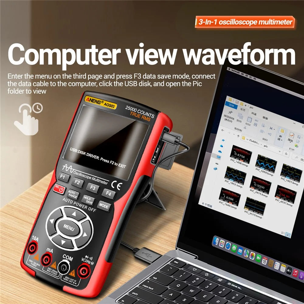 ANENG AOS03 Digital Oscilloscope Multimeter Signal Generator Waveform Output Handheld Multimeter - 7