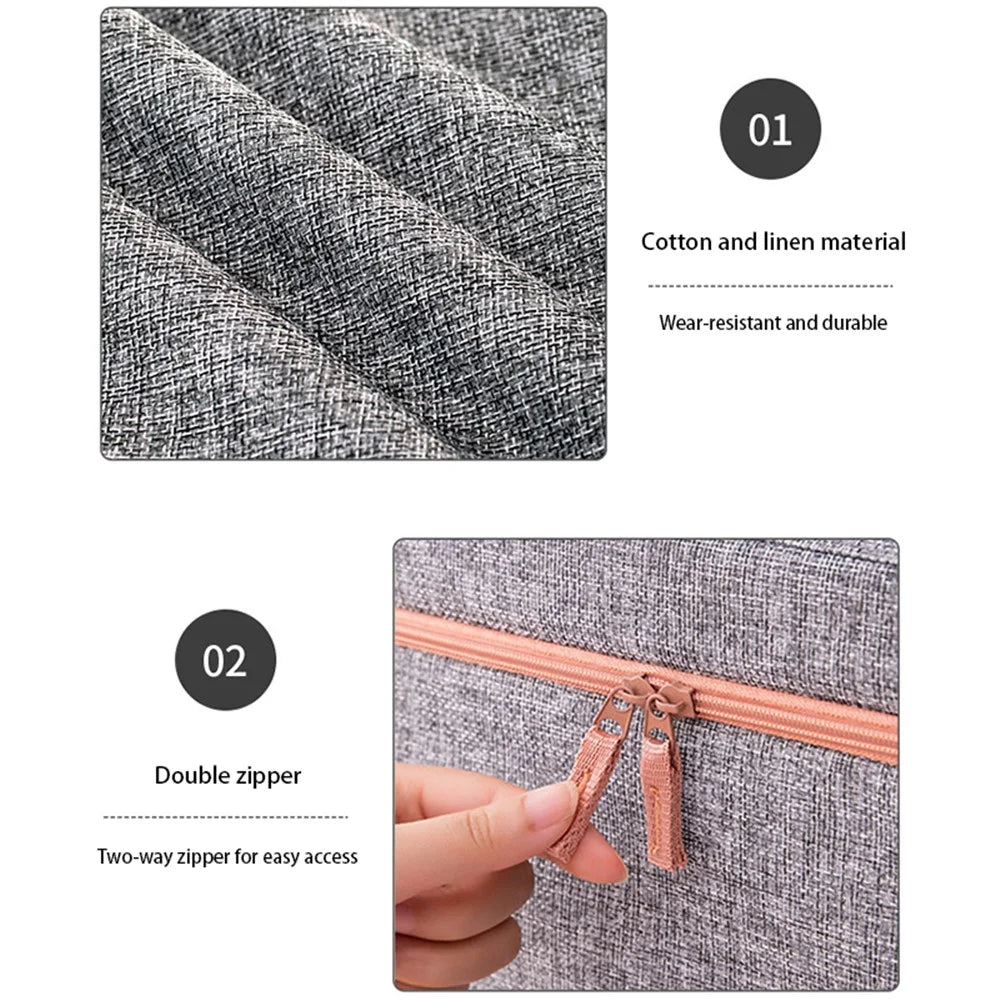 24L 40x30x20cm Linen Cloth Storage Box Foldable Clothes Bin with Dual Clear Window  - Sky Blue - 2