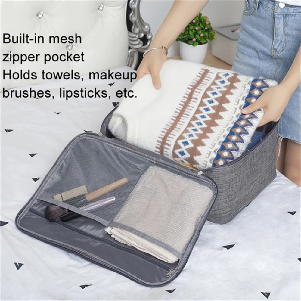 Short Trip Storage Bag Double Zipper Design Oxford Cloth Clothes Bag Fit Suitcase - Grey - 2