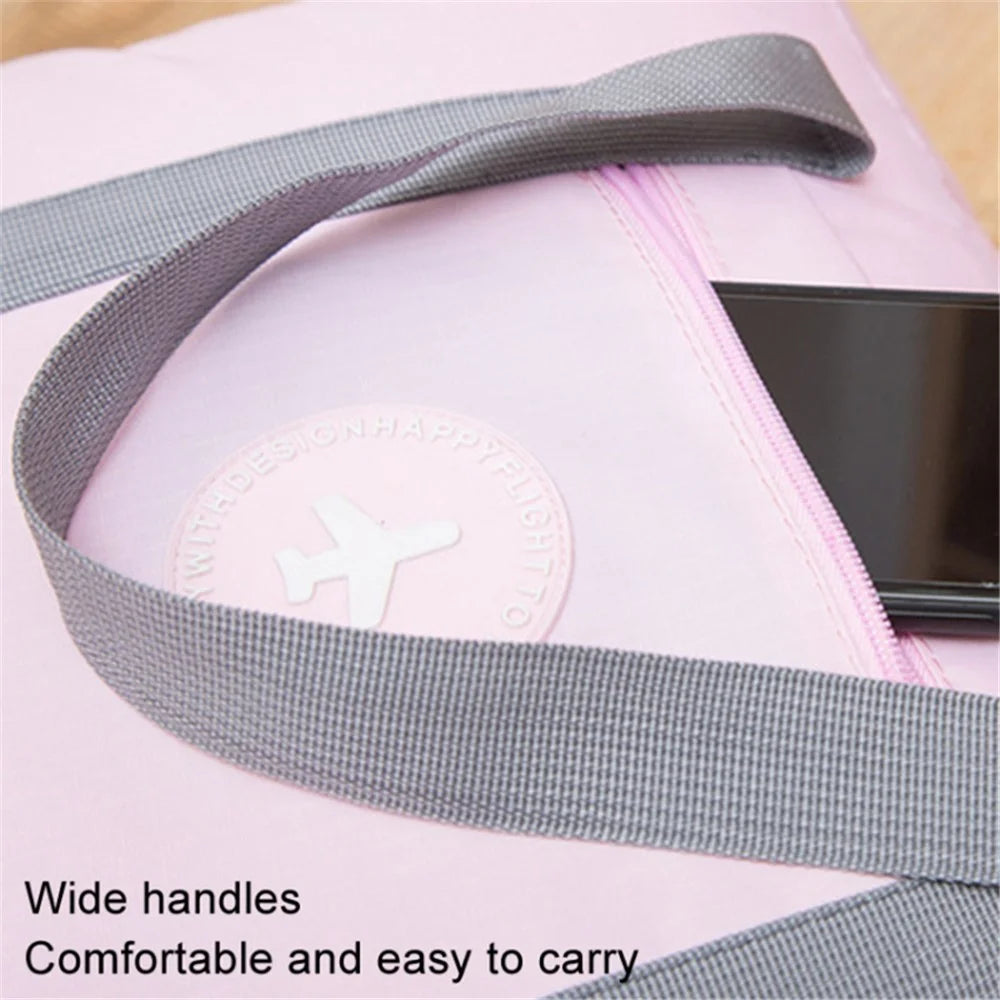 Oxford Cloth Airline Cabin Bag Foldable Travel Duffel Bag Holdall Tote Fit Suitcase - Pink - 3