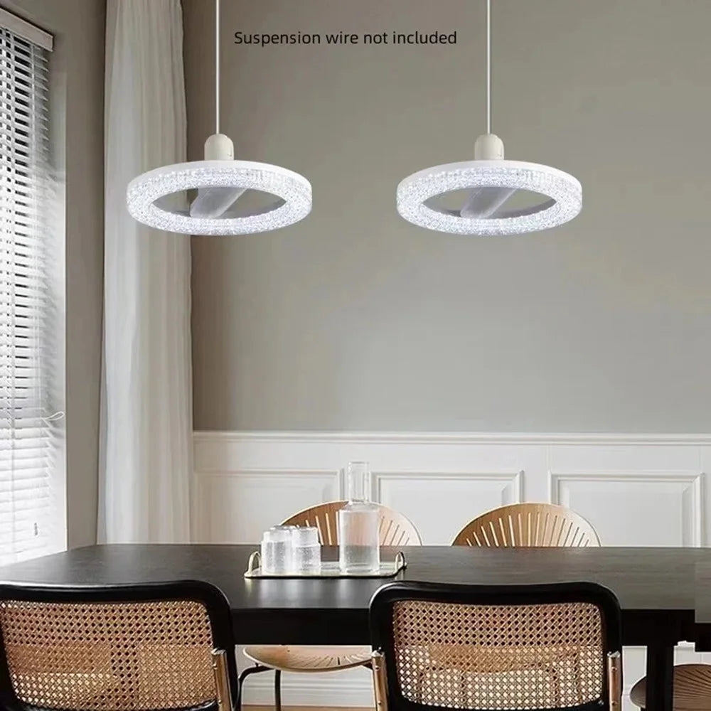 E27 18W Round LED Crystal Light Energy Saving Bedroom Dining Room Lamp, White Light 18cm - 5