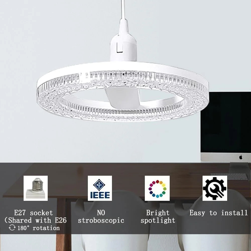 E27 18W Round LED Crystal Light Energy Saving Bedroom Dining Room Lamp, White Light 18cm - 6