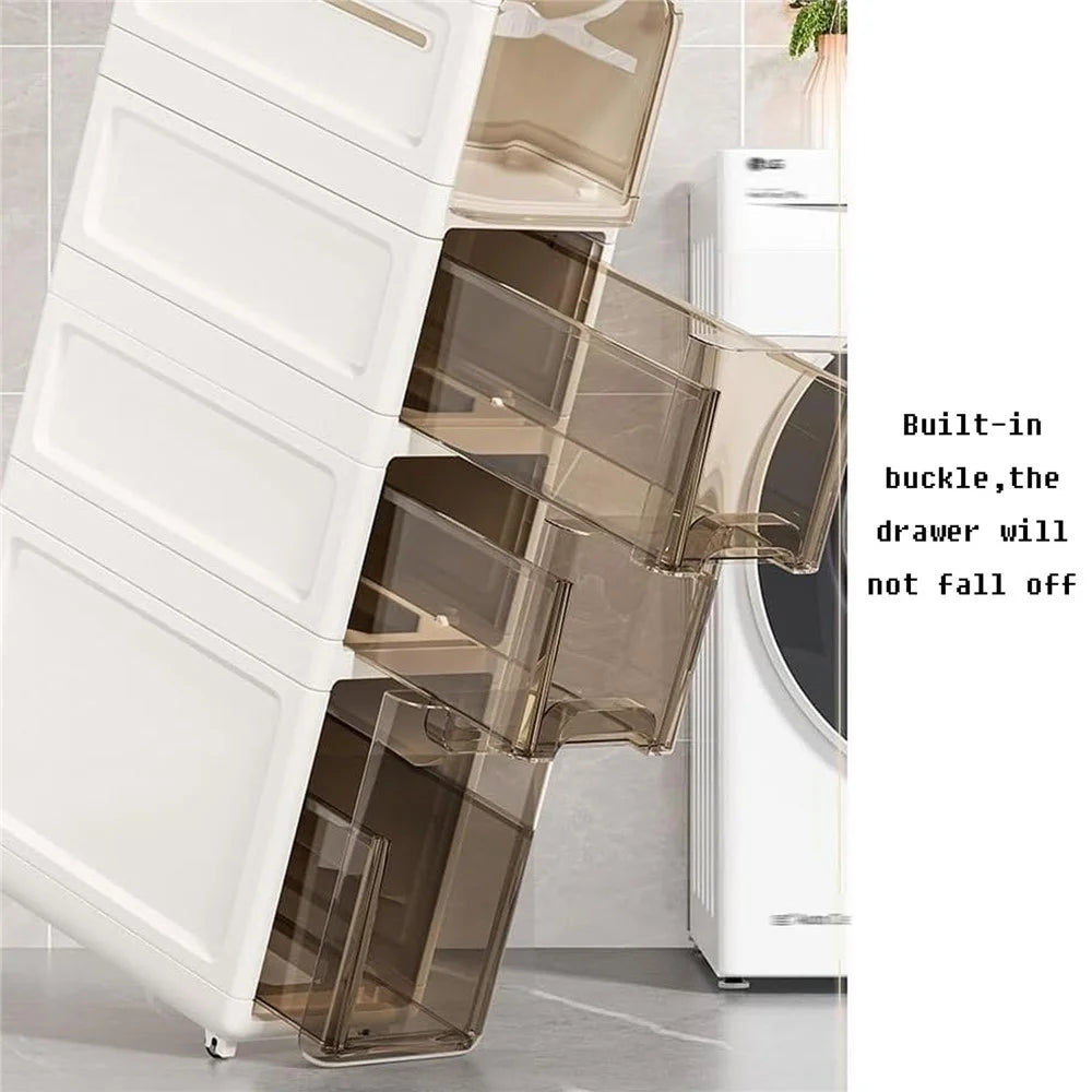 3-Tier Slim Bathroom Storage Cabinet Tissue Dispenser PP + PS Narrow Gap Organizer Shelf - 2