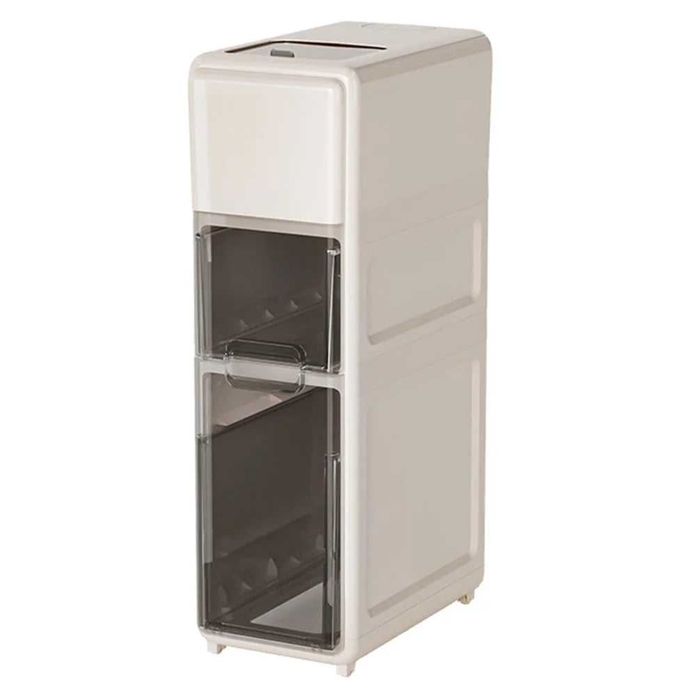 Three Layer Rice Storage Container Kitchen Slim Corner Storage Bin with Drawer (BPA Free, No FDA) - 6