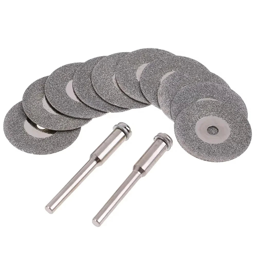 10Pcs 25mm Diamond Cutting Grinding Discs Electric Grinder Saw Blades with 2 Mandrels - 1