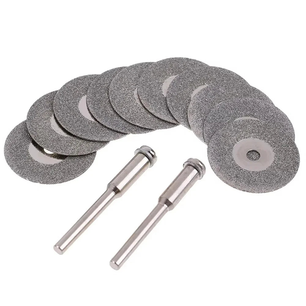 10Pcs 60mm Diamond Cutting Grinding Discs Electric Grinder Saw Blades with 2 Mandrels - 1