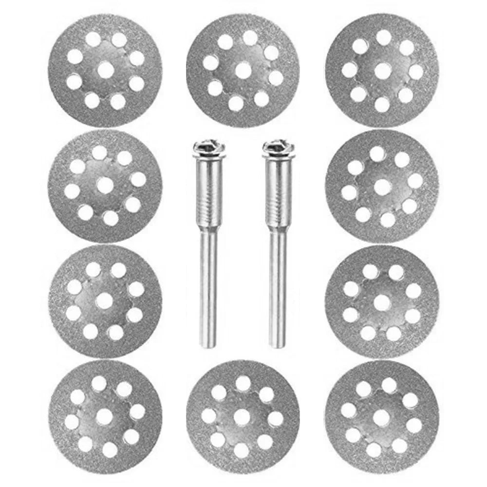 10Pcs 20mm Multi Holes Diamond Cutting Discs Electric Grinder Grinding Wheels with 2 Mandrels - 1