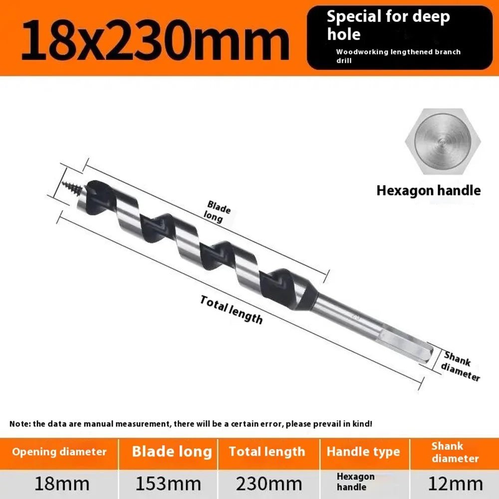 18x230mm Deep Hole Extended Auger Drill Bit Woodworking Hex Shank Bit for Electric Drill / Bench Drill - 7