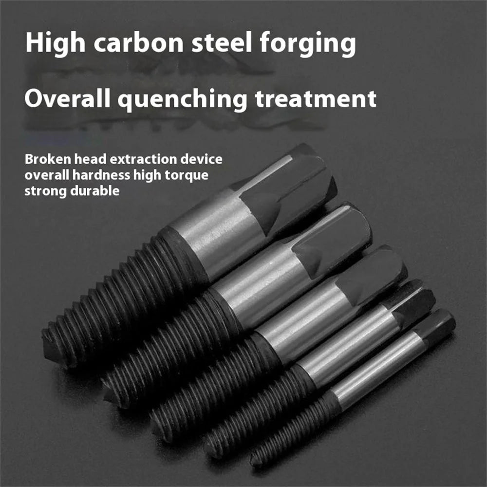 5Pcs Damaged Screw Extractor Set High Carbon Steel Broken Bolt Remover Kit Woodworking Tool - 2