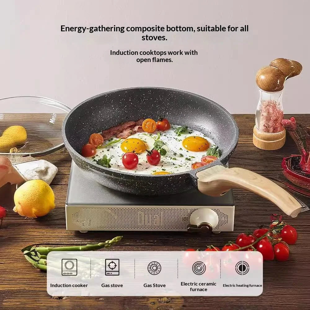 MENJO Granite Frying Pan 30cm Non Stick Skillet with Spatula for Home Cooking - 3