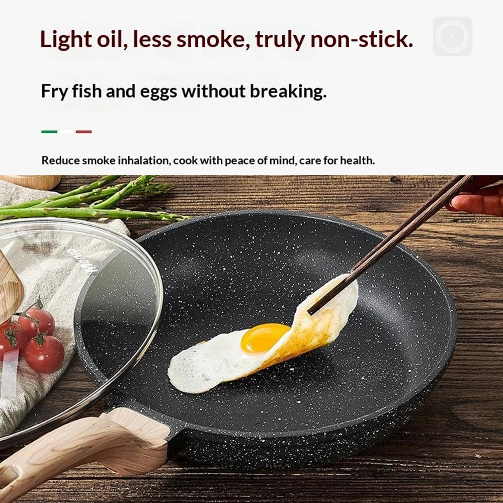 MENJO Granite Frying Pan 30cm Non Stick Skillet with Lid / Spatula for Home Cooking - 6