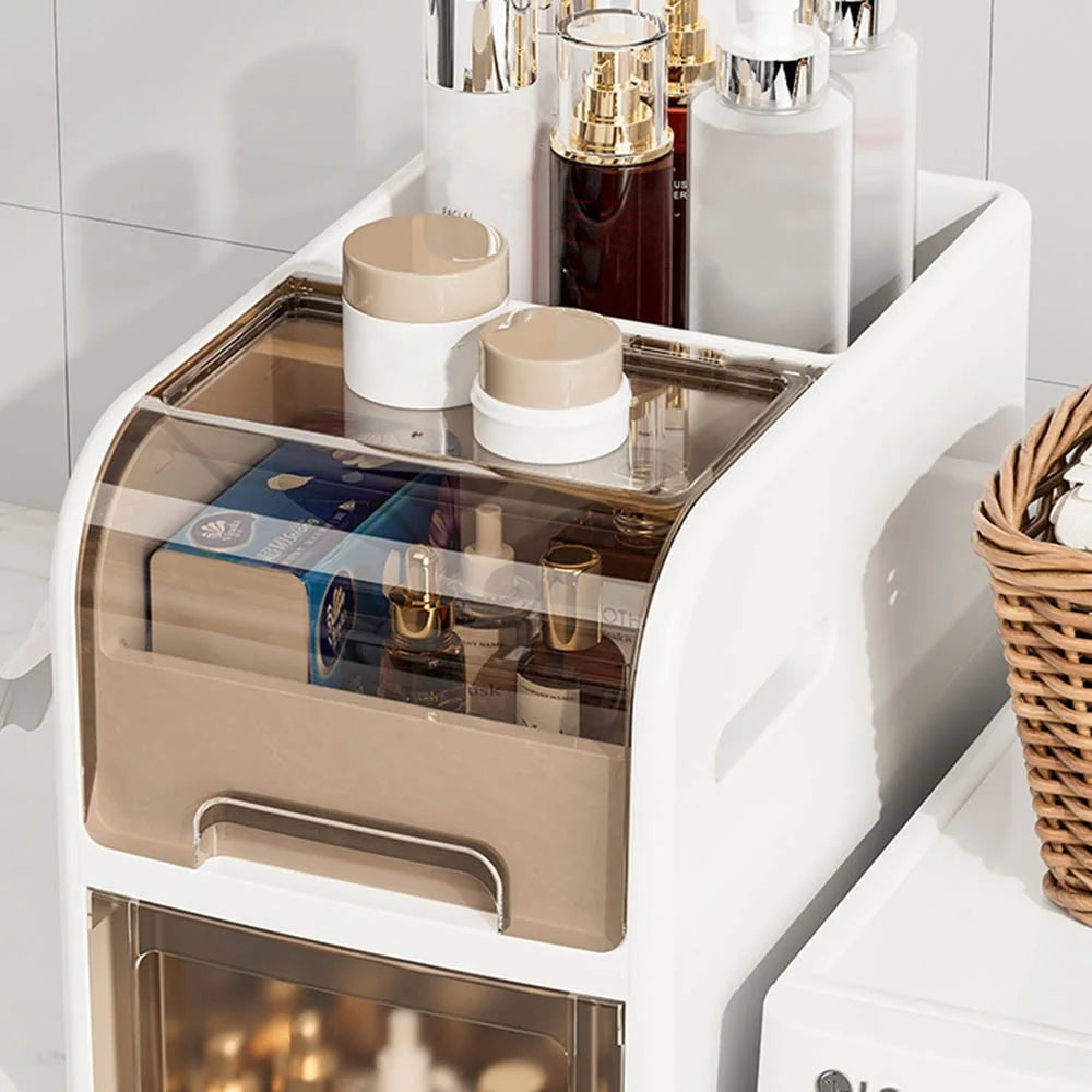 100cm Height Bathroom Storage Cart 4-Tier Narrow Cabinet Toilet Organizer with Wheels for Home - 1