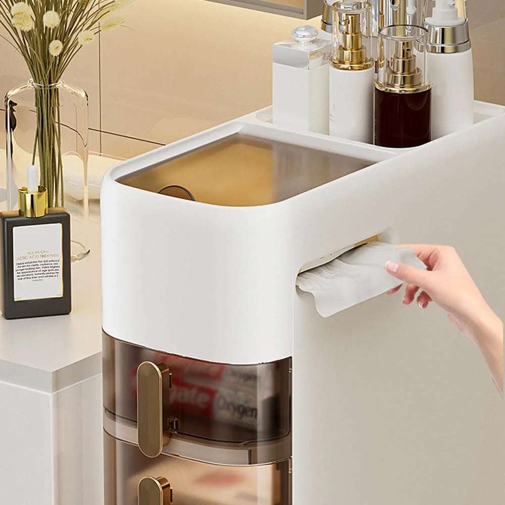 4-Tier Bathroom Storage Cabinet Narrow Toilet Side Organizer with Drawer Casters Space-Saving Gap Rack - 2