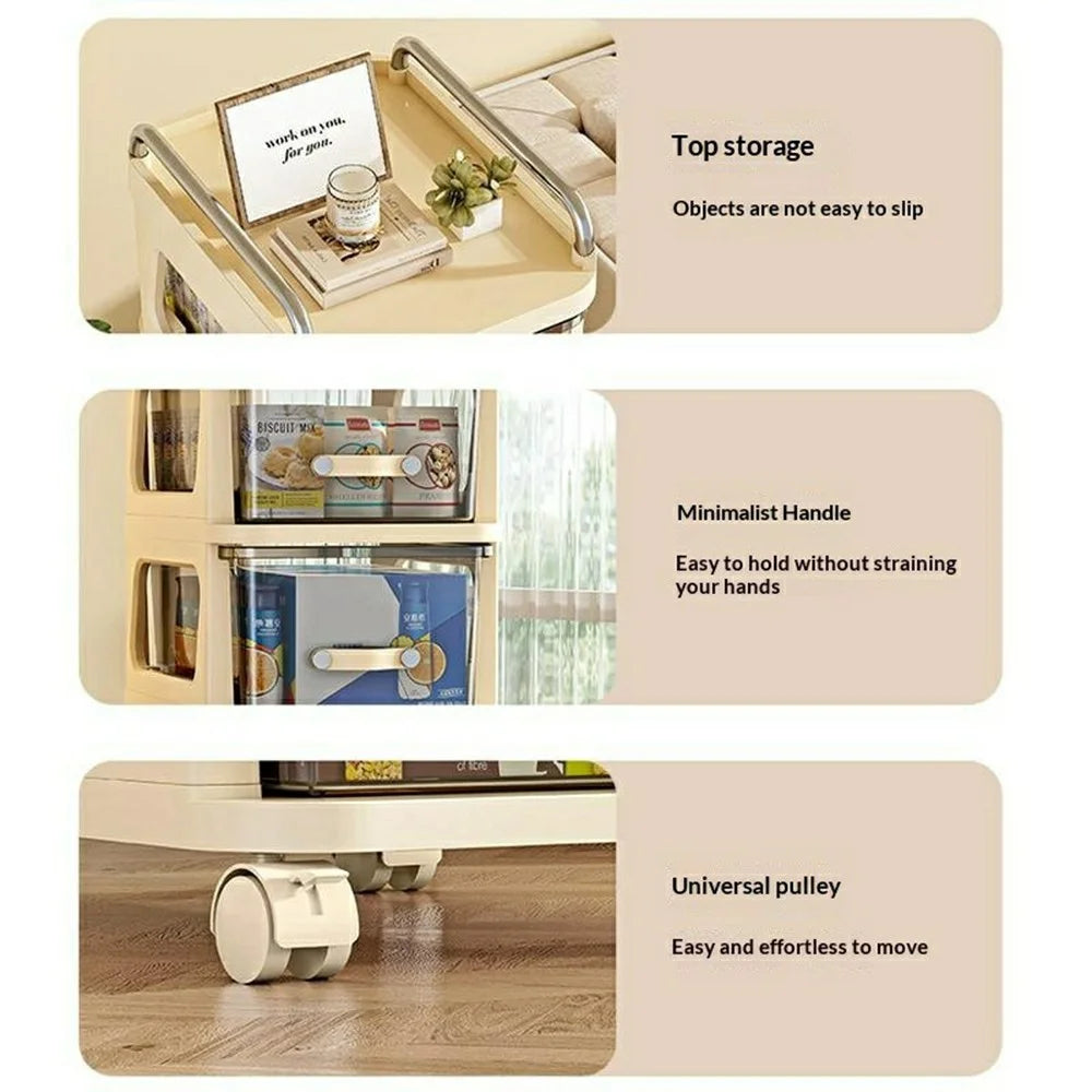 38x30x89.5cm 4-Layer Mobile Storage Cart with Wheels Multi Layer PP Drawer Organizer Storage Rack for Living Room Kitchen Bedroom - 6