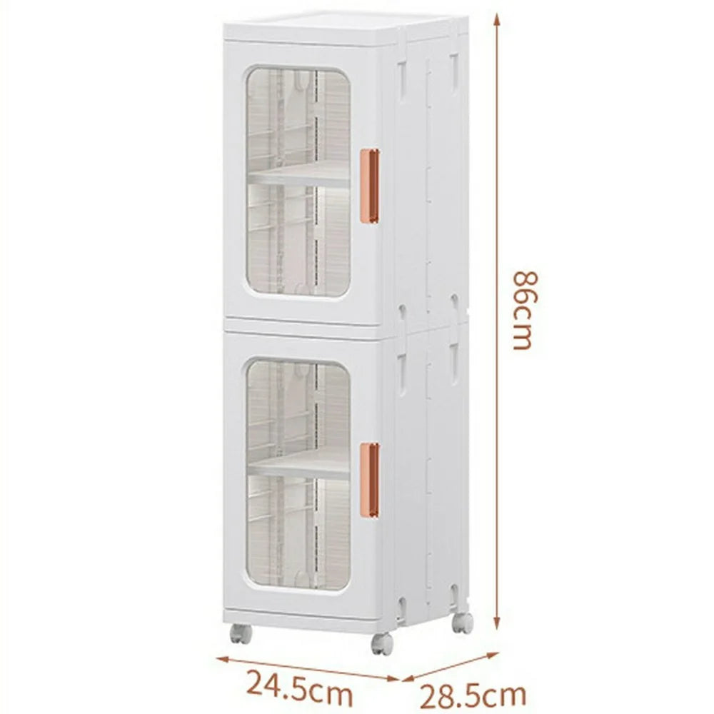 28.5x24.5x86cm 2-Tier Bathroom Storage Cabinet with Wheels Narrow Gap Rolling Organizer Rack for Toilet Washroom - Transparent - 6
