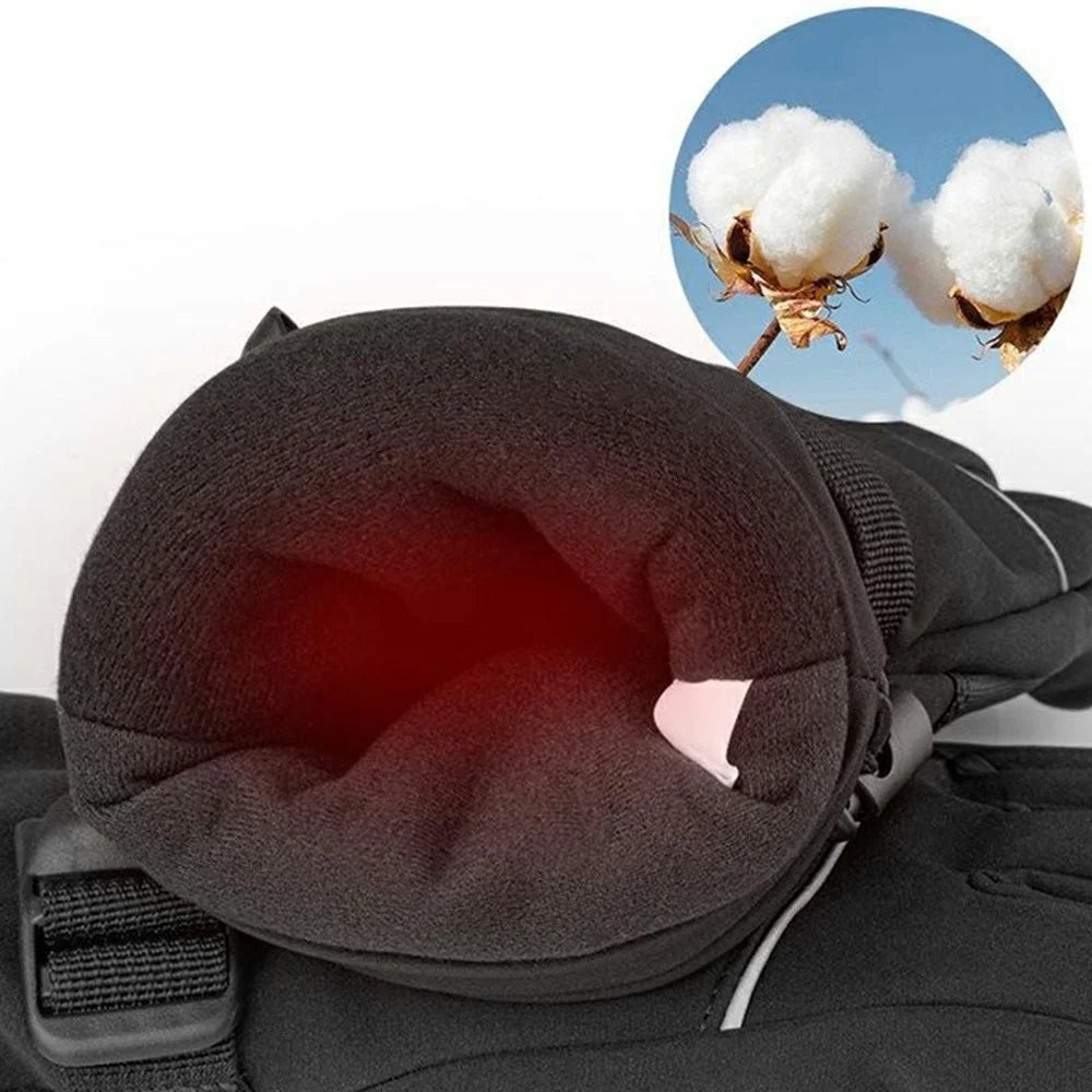 Electric Heated Gloves with 2x 5000mAh Battery 3 Temperature Control 60-65°C Waterproof Touchscreen Winter Thermal Mittens for Skiing Cycling - 3