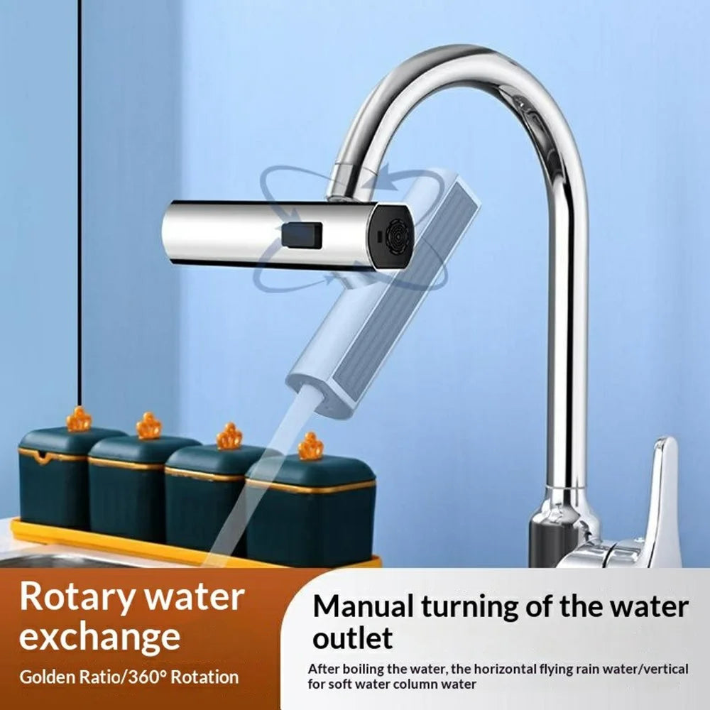 3-Mode Rotatable Kitchen Faucet Aerator 360 Degree Swivel Splash-Proof Water Tap Attachment for Washing - Silver - 3