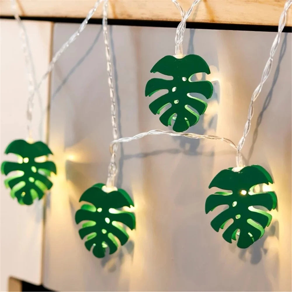 1.5m 10-LED Nordic Artificial Monstera Leaves LED Light String Wedding Christmas Decor - 1