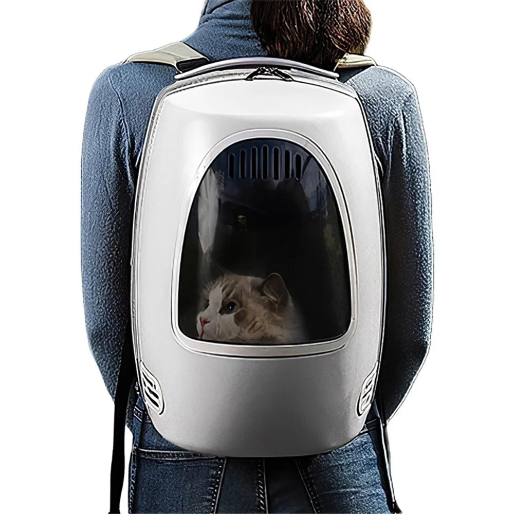 MOESTAR Cat Backpack Carrier Bag Pet Dog Carry Backpack Ventilate Transparent Capsule Backpack for Travel Hiking Outdoors Activities - White - 2
