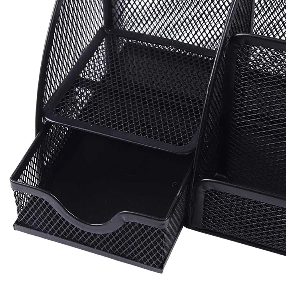 Note Paper Organizer and Pencil Holder Metal Mesh Drawer Organizer for Office Desk - Black - 3