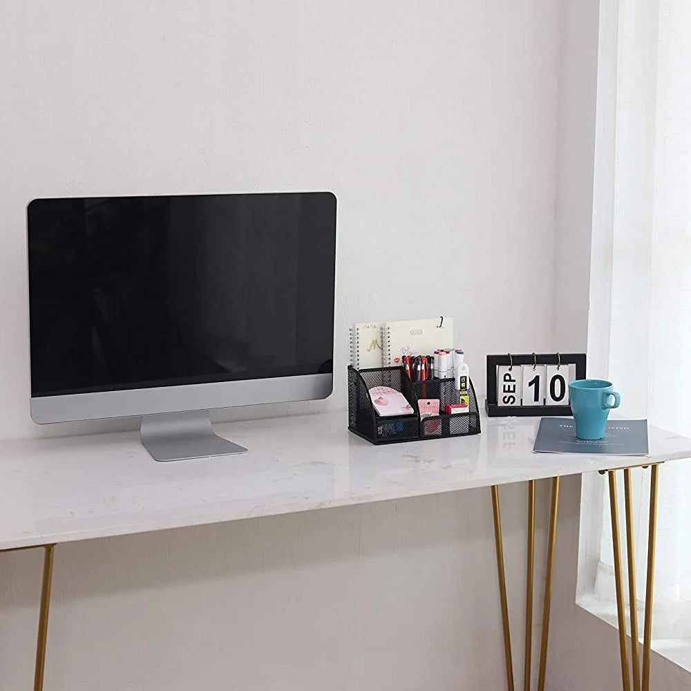 Note Paper Organizer and Pencil Holder Metal Mesh Drawer Organizer for Office Desk - Black - 5