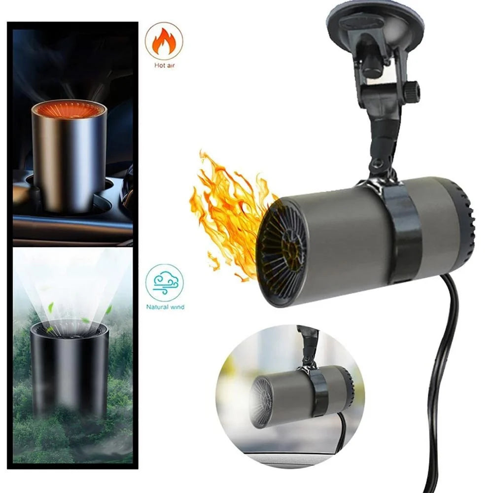Fast Heating Cup Shape Car Warm Air Blower Portable Fan Window Defroster Demister Car Heater with Rotating Sucker Base - 2