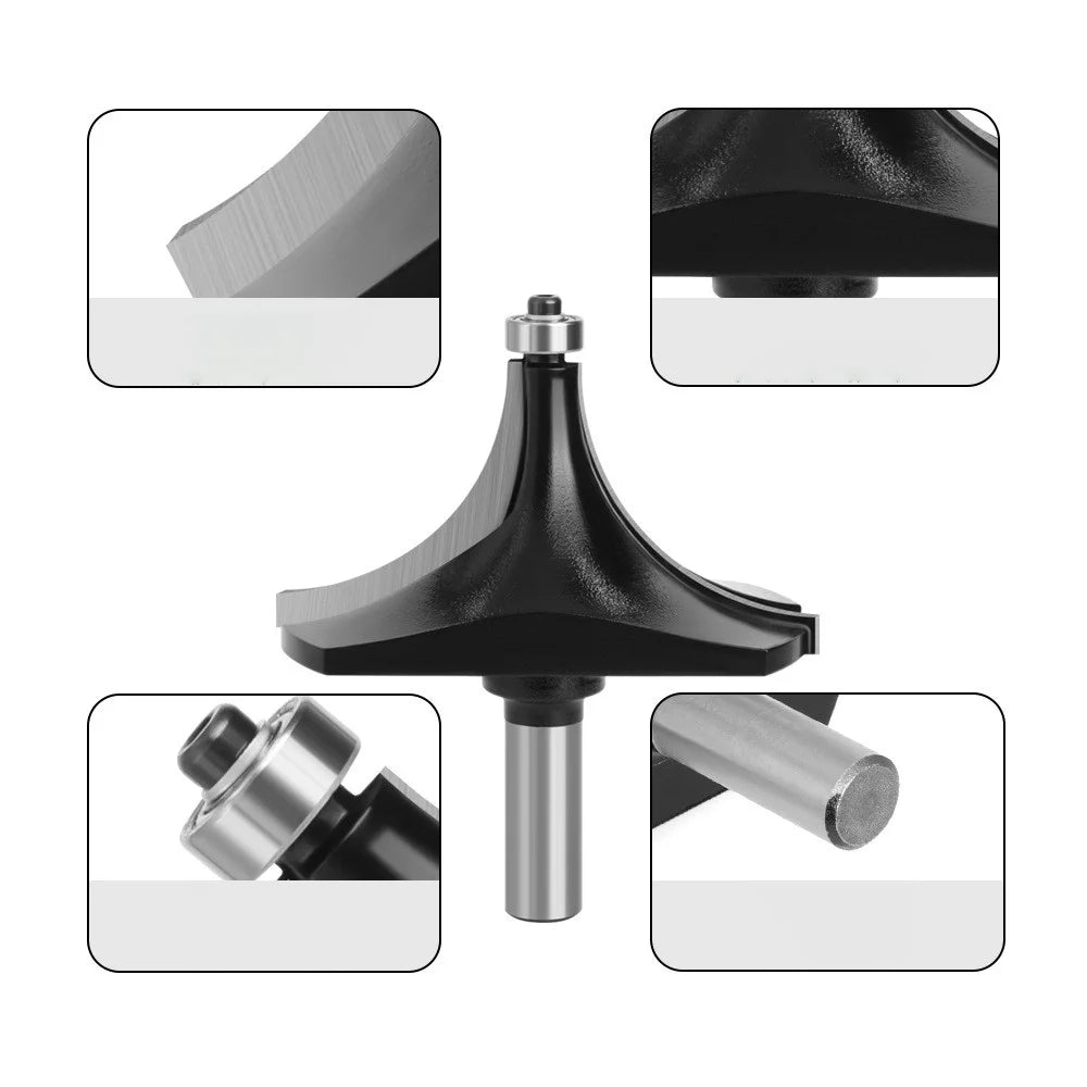 1 / 2 Inch Shank High Hardness Round Over Bit Tungsten Steel Alloy Cutter Wood Line Edge Trimmer for Woodworking - Black - 3