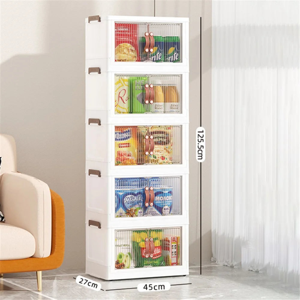 45*27*125.5cm 5 Layers Clear Shoes Clothing Storage Box PP+HIPS+TPR Home Clothes Snack Toy Storage Cabinet - 7