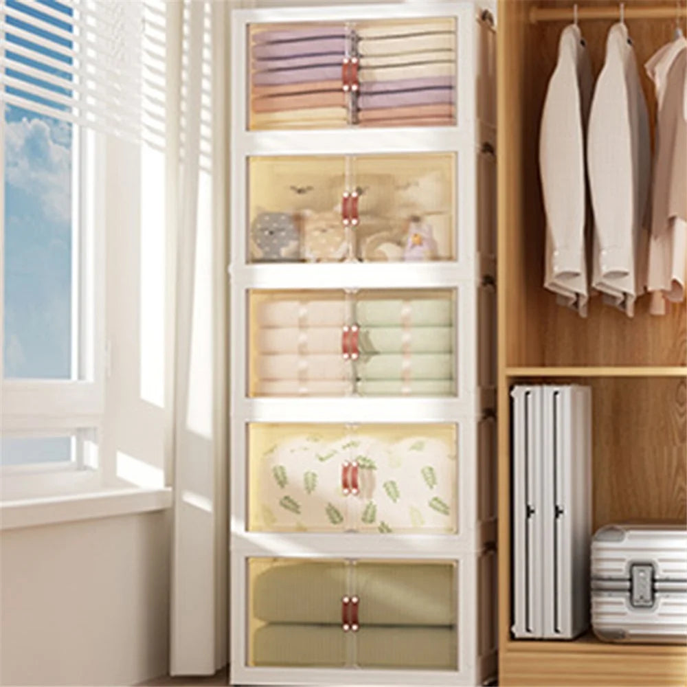 49*32*135.5cm 5 Layers Storage Box PP+HIPS+TPR Home Clothes Snack Toy Storage Cabinet - 6