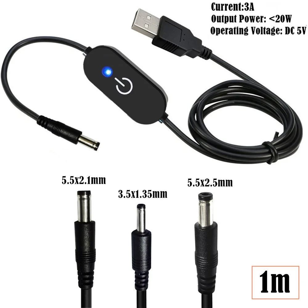 JUNSUNMAY DC 3.5*1.35mm to USB Touch Dimming LED Inline Switch Controller for Single Color, Length 100cm - 3