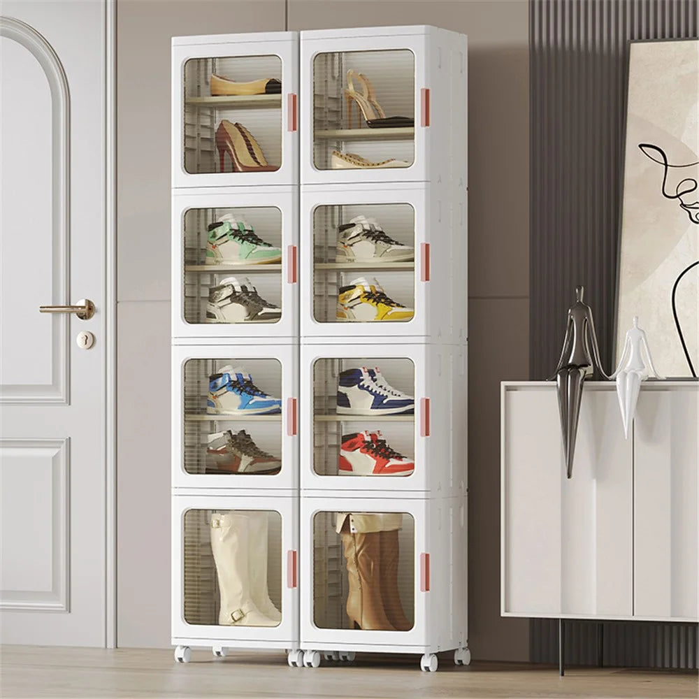 4 Drawers Kitchen Gap Organizer Narrow Dresser PP+PET+ABS Storage Cabinet 24.5x28.5x166CM - Transparent Tan - 6