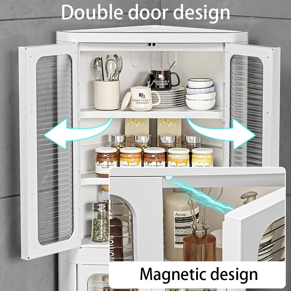 8829 2-Layer Home Living Room Corner Cabinet ABS+PP+PET Storage Drawer - White - 2