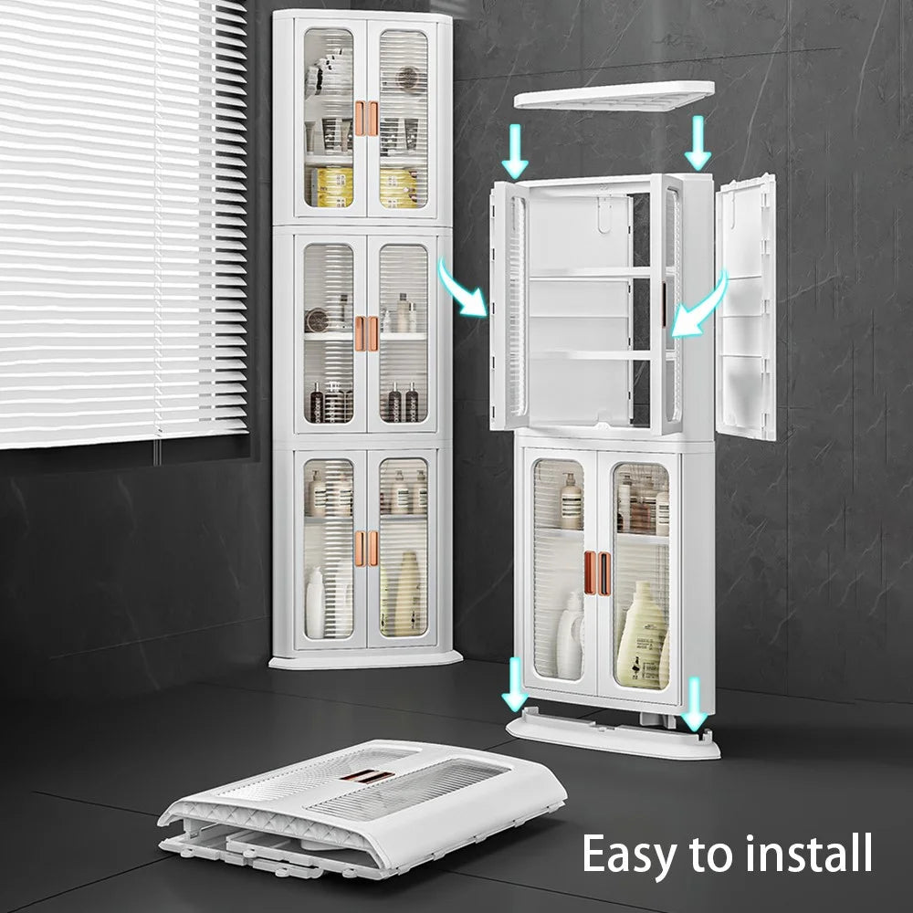 8829 2-Layer Home Living Room Corner Cabinet ABS+PP+PET Storage Drawer - White - 6