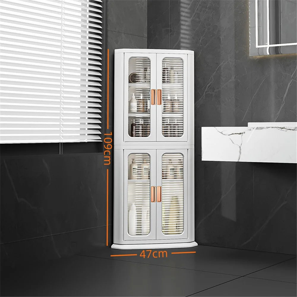 8829 2-Layer Home Living Room Corner Cabinet ABS+PP+PET Storage Drawer - White - 7