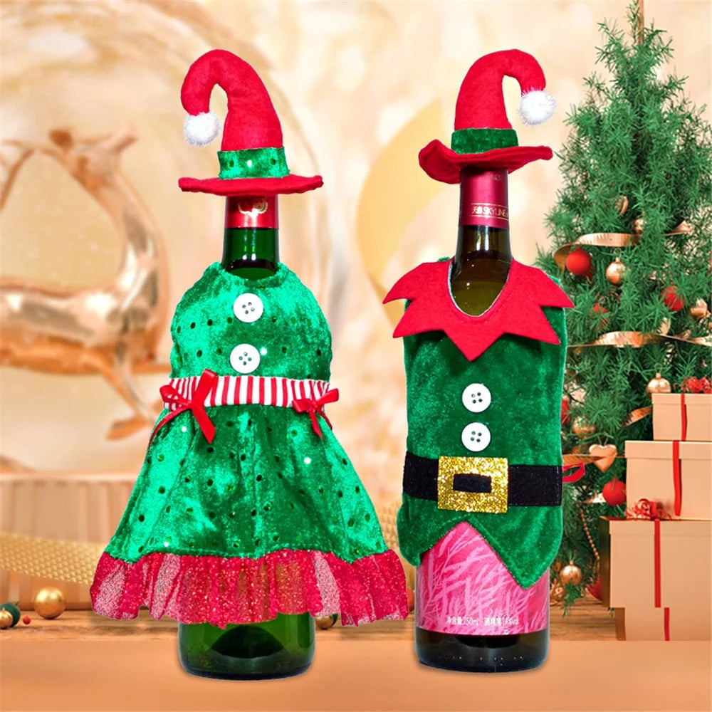 Christmas Wine Bottle Cover Xmas Gift Ornament Hat Party Decoration - Boy - 2