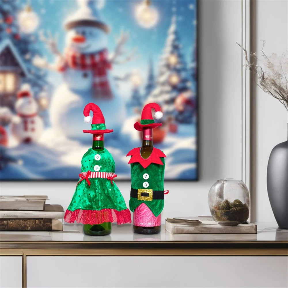Christmas Wine Bottle Cover Xmas Gift Ornament Hat Party Decoration - Boy - 3