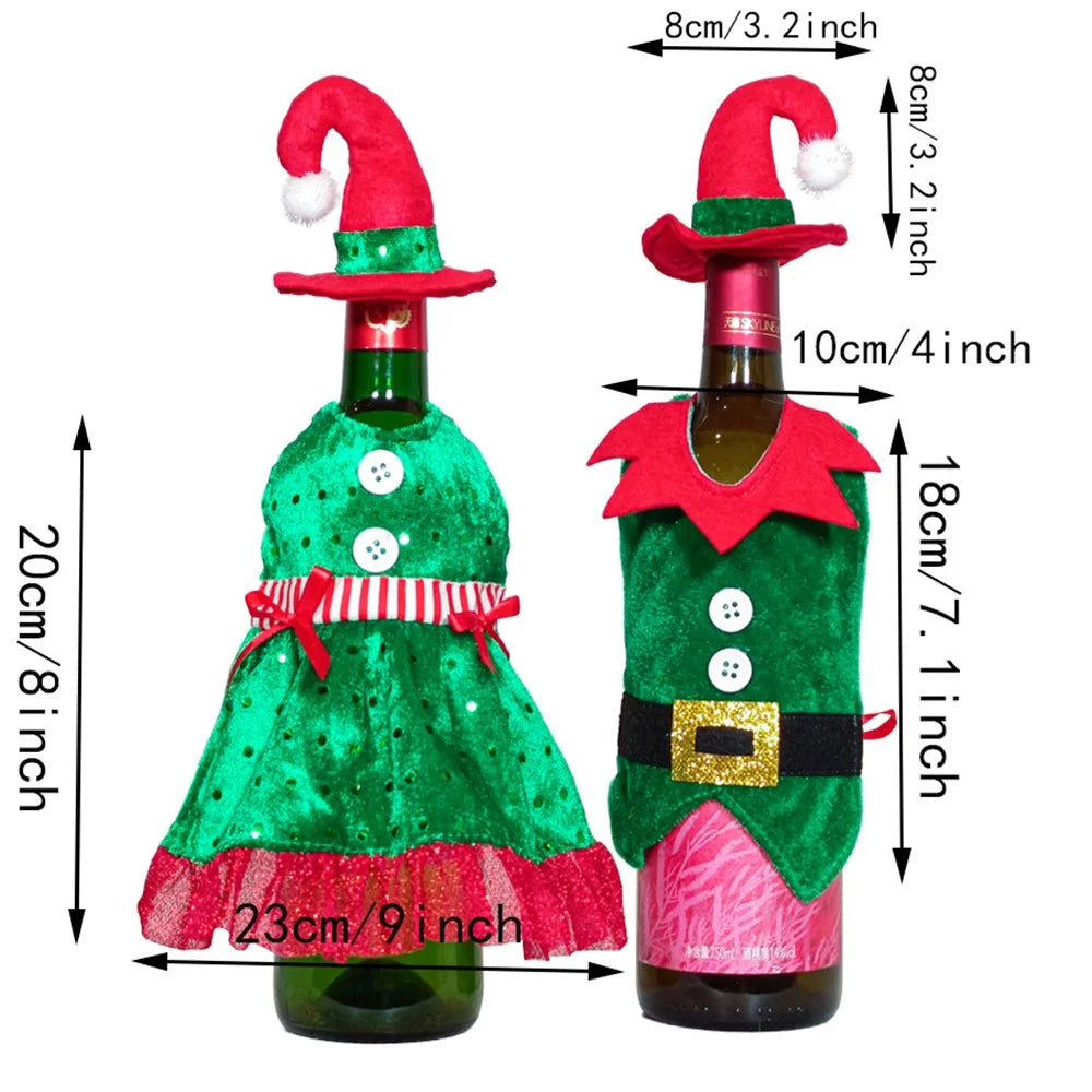Christmas Wine Bottle Cover Xmas Gift Ornament Hat Party Decoration - Boy - 5