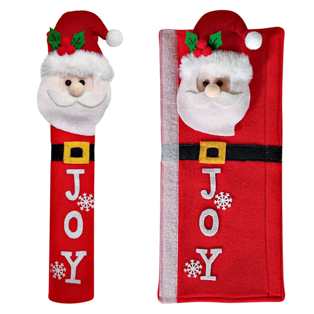3Pcs / Set Cute Santa Snowman Soft Plush Christmas Gift Refrigerator Door Handle Covers - 3
