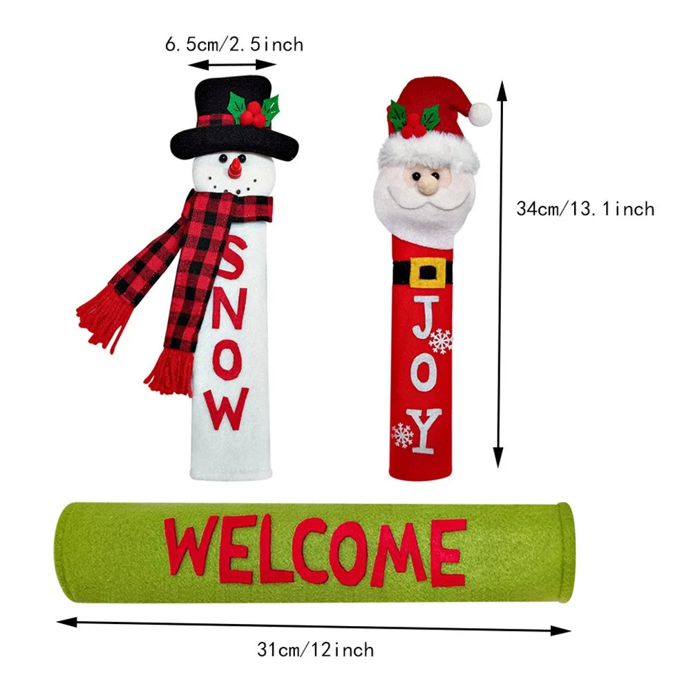 3Pcs / Set Cute Santa Snowman Soft Plush Christmas Gift Refrigerator Door Handle Covers - 7