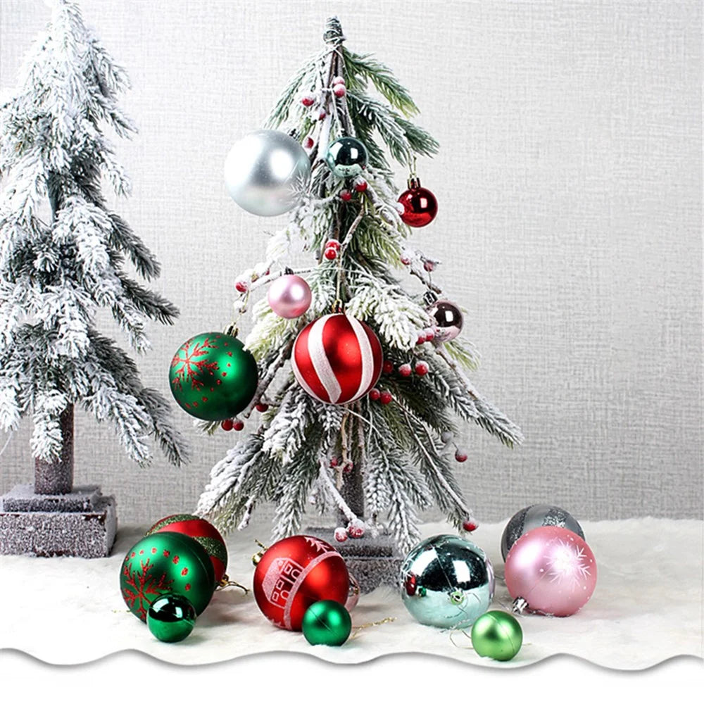 44Pcs / Box 3-6cm Electroplating Plastic Ball Christmas Tree Hanging Ornament Xmas Party Decoration - Gold+Red+Green - 2