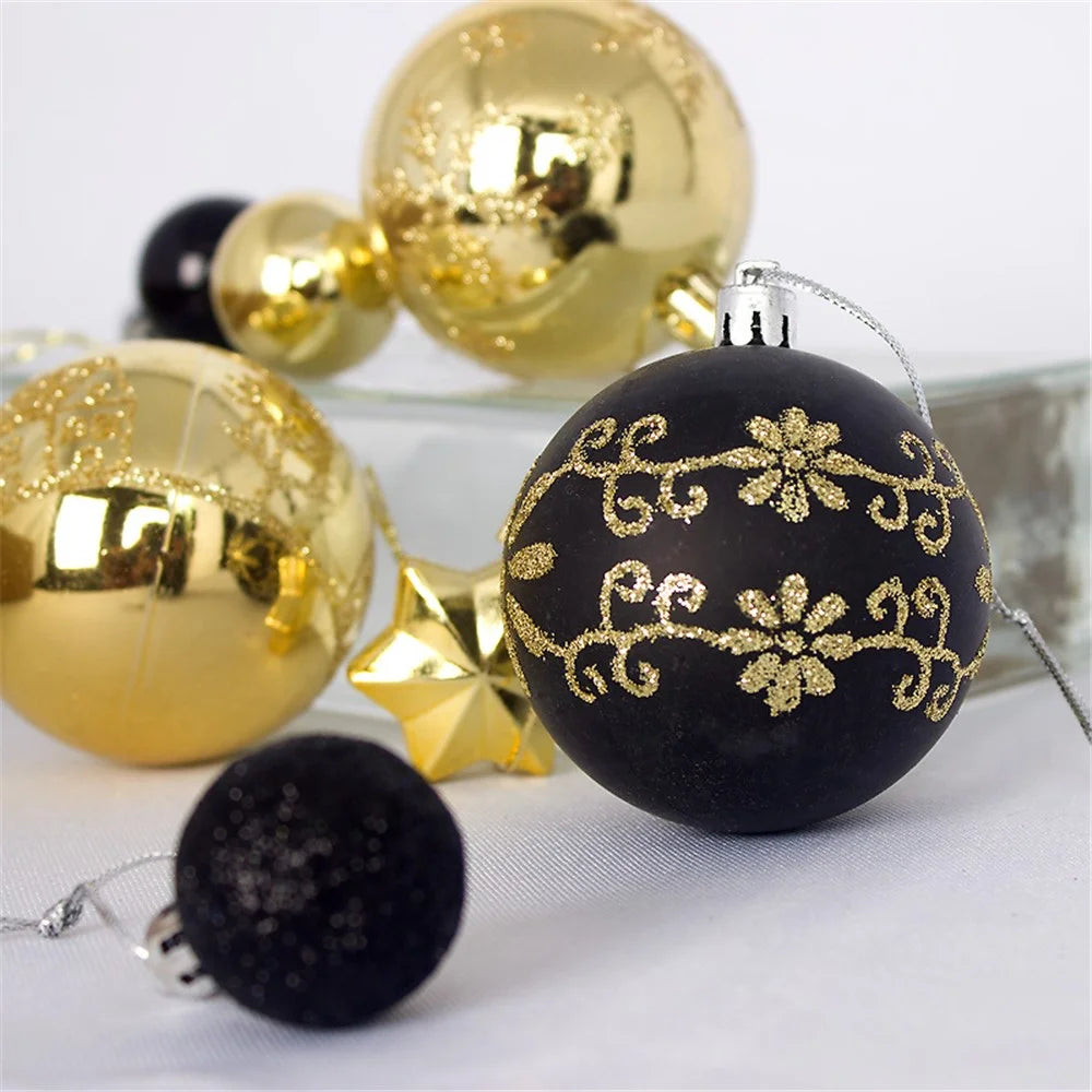 44Pcs / Box 3-6cm Electroplating Plastic Ball Christmas Tree Hanging Ornament Xmas Party Decoration - Gold+Red+Green - 4