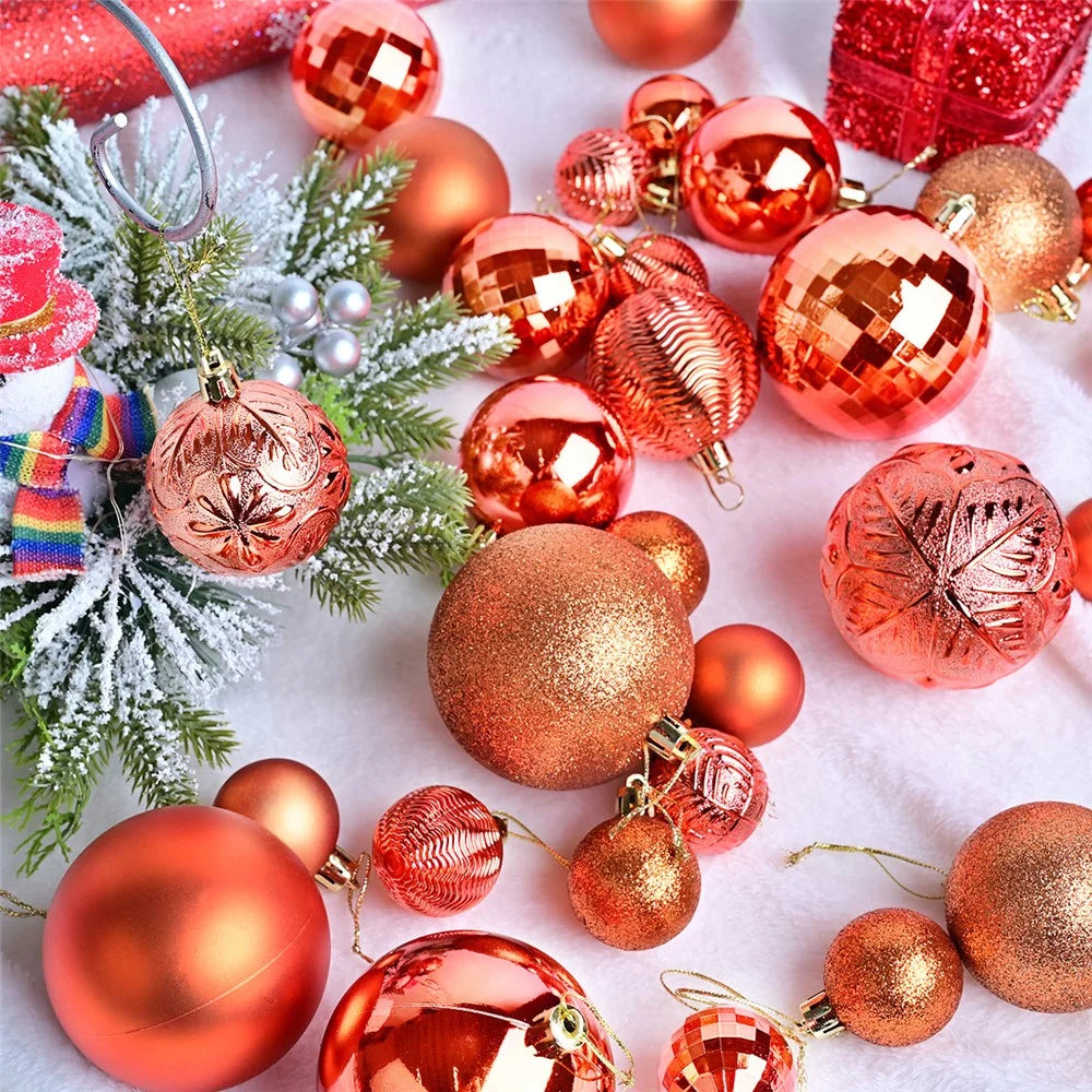 36Pcs 4 / 6 / 8cm Mixed Size Plastic Christmas Ball Ornaments Xmas Party Hanging Decoration Gift - Gold - 4