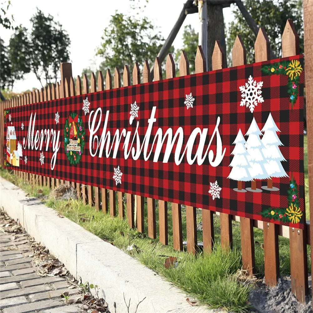 296x48cm Merry Christmas Banner 100D Polyester Large Hanging Sign Xmas Party Decoration Gift - Style A - 4