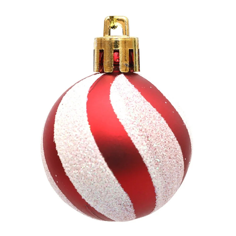 12Pcs 4cm Christmas Tree Round Ball Decoration Festival Xmas Hanging Ball Ornament - Red+White - 2